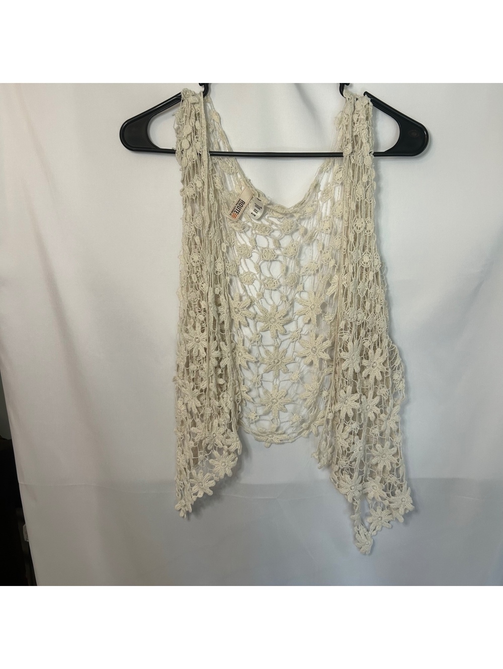 Route 66 Women's Crochet Lace Vest, Medium, Cream